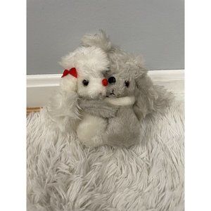 Vintage Kamar Japan White Gray Poodle Dogs Stuffed Animal Plush